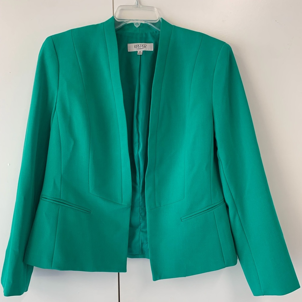 Kasper Separates Women’s Emerald Green Open-Front Lined Blazer - sz 12